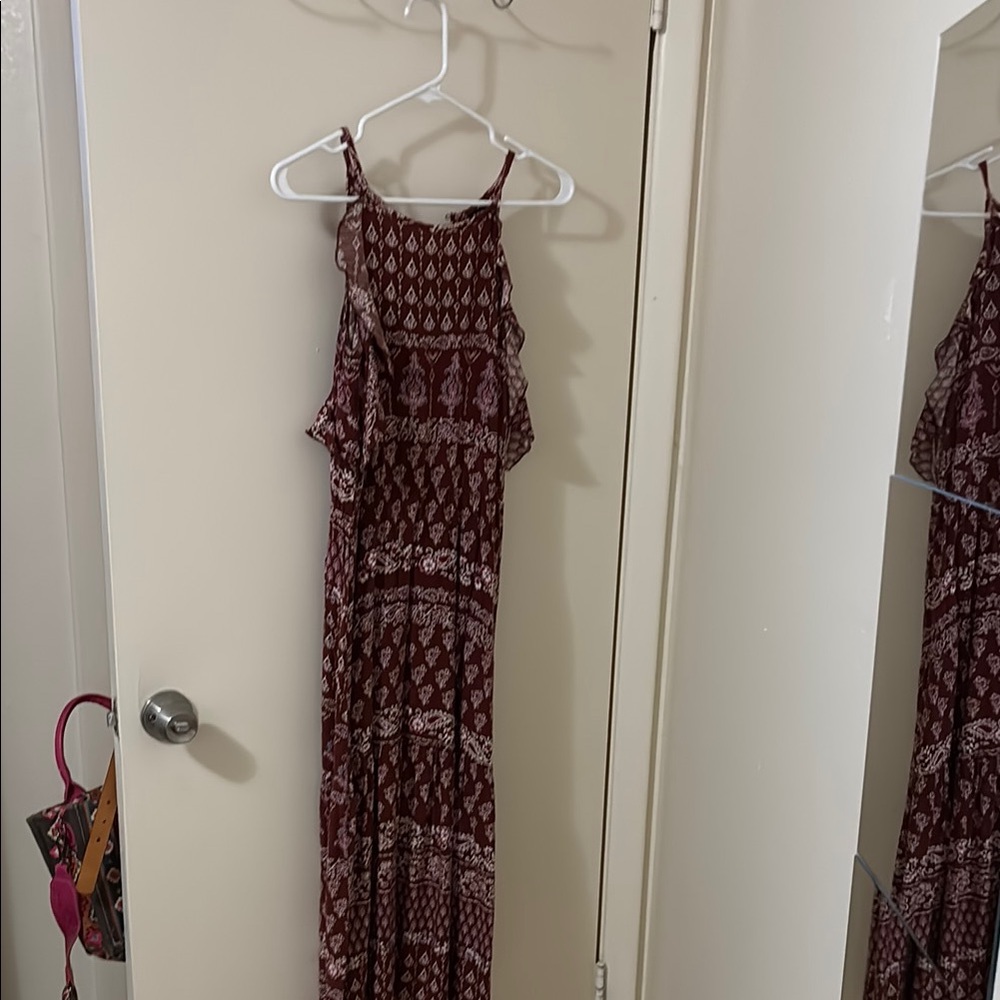 Elegant kids Maroon spaghetti strap ruffle Dress